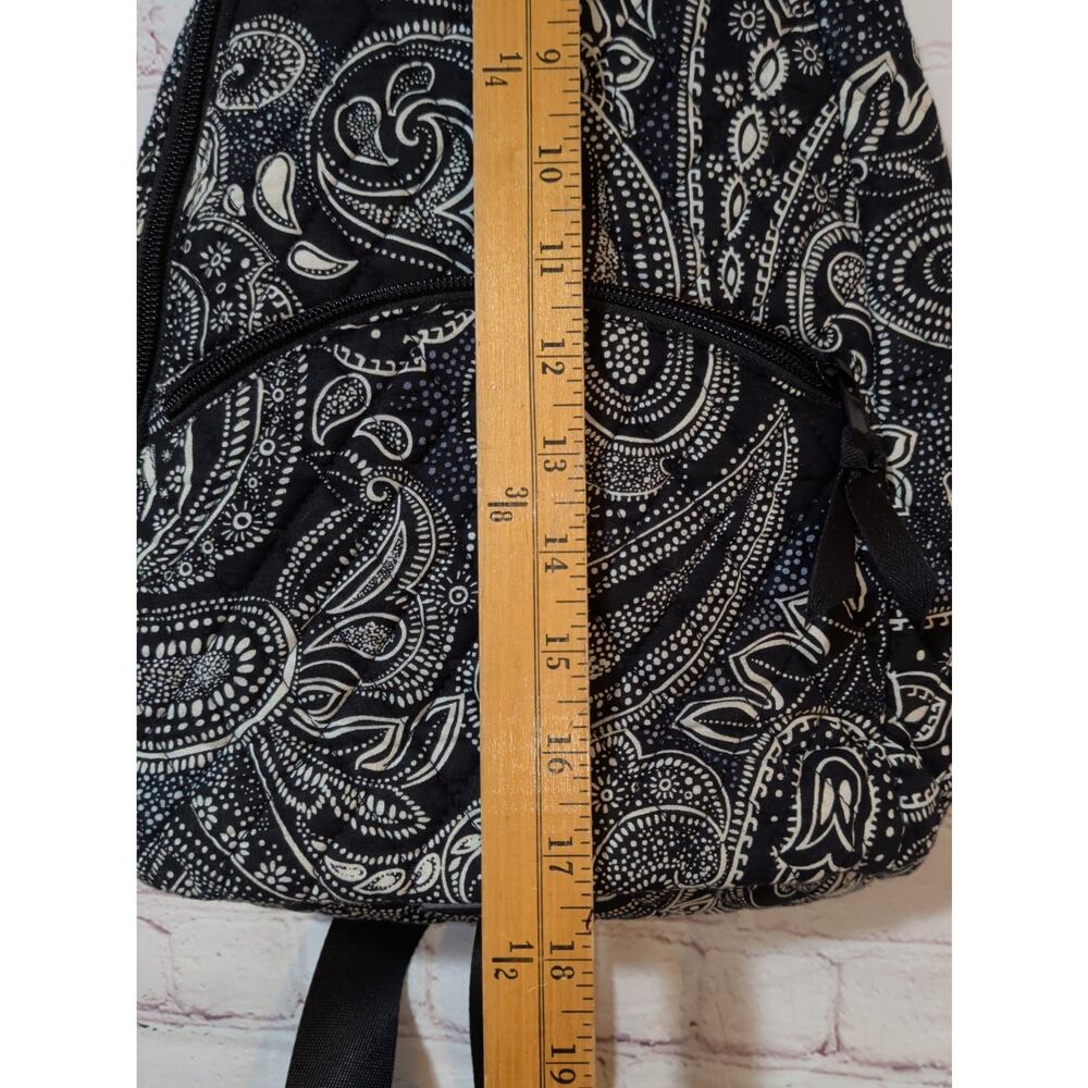 Vera Bradley Essential Sling Backpack Stellar Paisley Black White Quilted - Picture 10 of 12